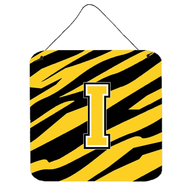 Letter I Initial Tiger Stripe - Black Gold  Wall or Door Hanging Prints